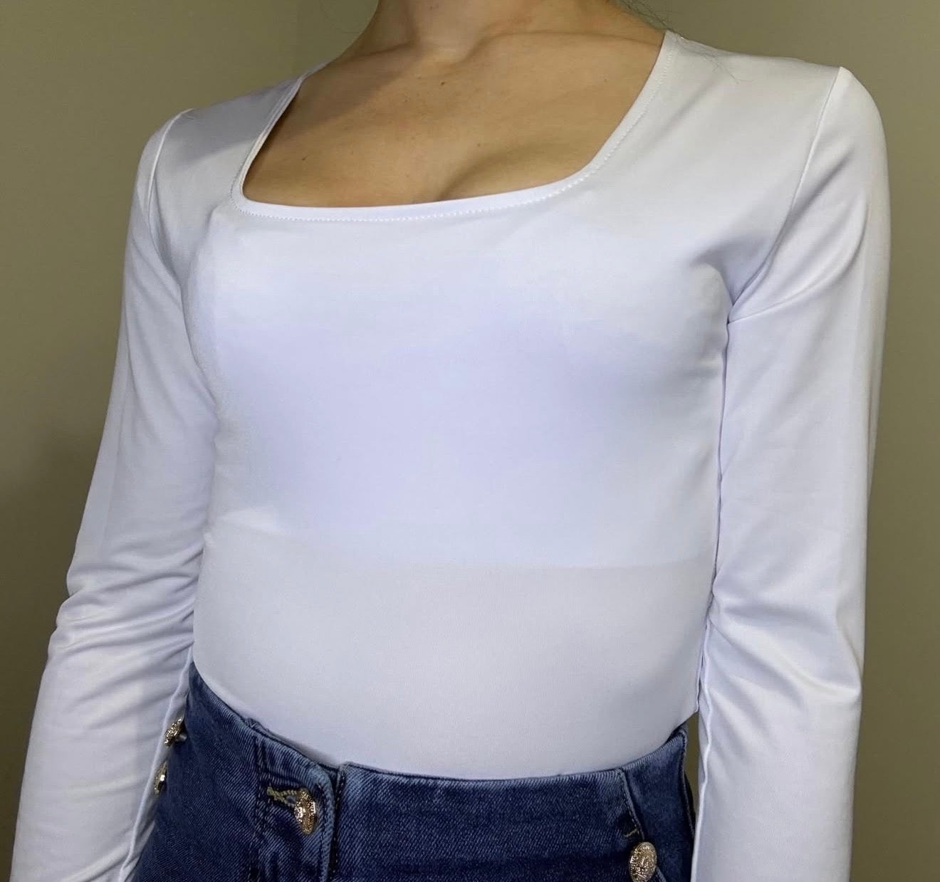 Body Escote Cuadrado Manga Larga