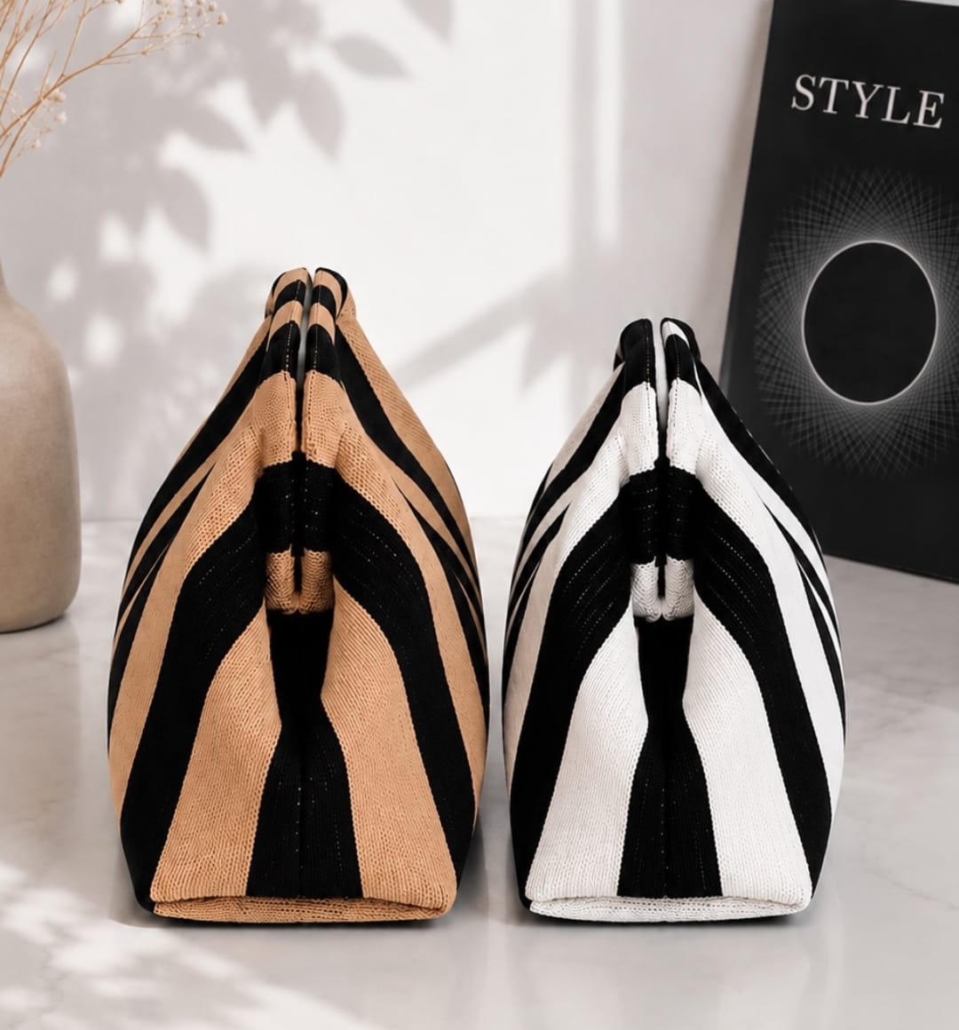 Bolso de Mano de Rayas