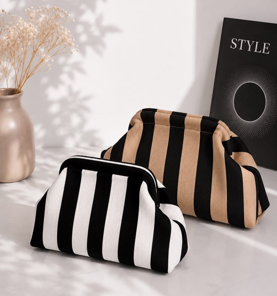 Bolso de Mano de Rayas